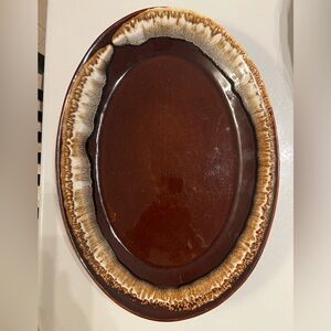 Vintage Pfaltzgraff #16 Gourmet Brown Drip Glaze Oval Ceramic Platter